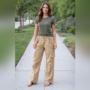 Ralph Lauren Pants Womens 6 Beige Tan Boot Flare Military Baker Hiking VINTAGE